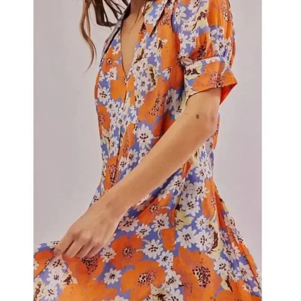 Free People NEW Sugar Crush Dress in Cobalt Combo - XS